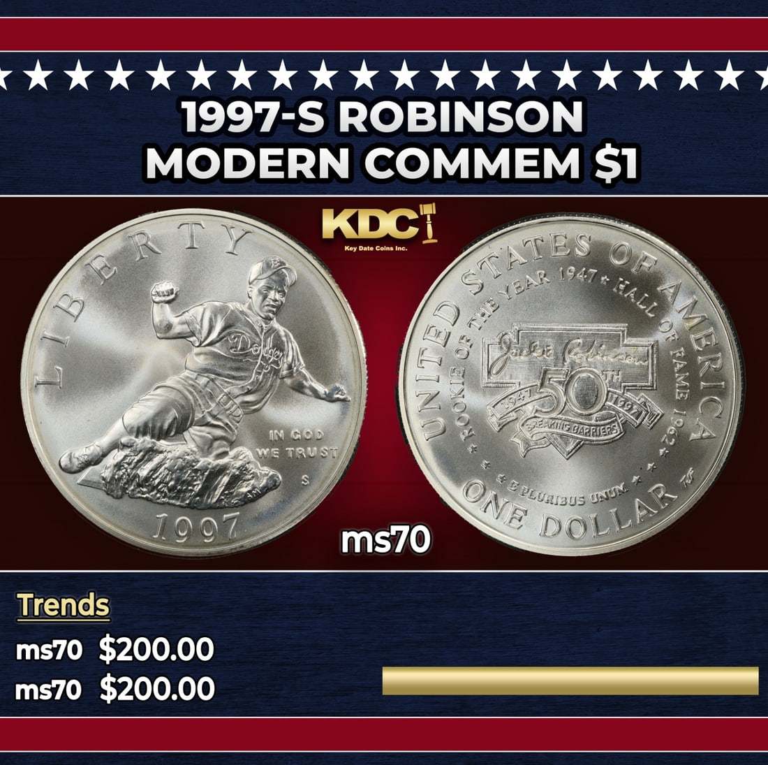 1997-s Robinson Modern Commem Dollar $1 ms70 SEGS (1 of 3)