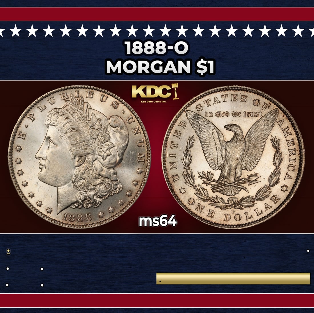1888-o Morgan Dollar $1 Grades ms64: 1888-o Morgan Dollar $1 Grades ms64. Historic precious metal trends is causing increased spot pricing by the day. On auctions with set openings, we are doing our best to have items priced at their mar