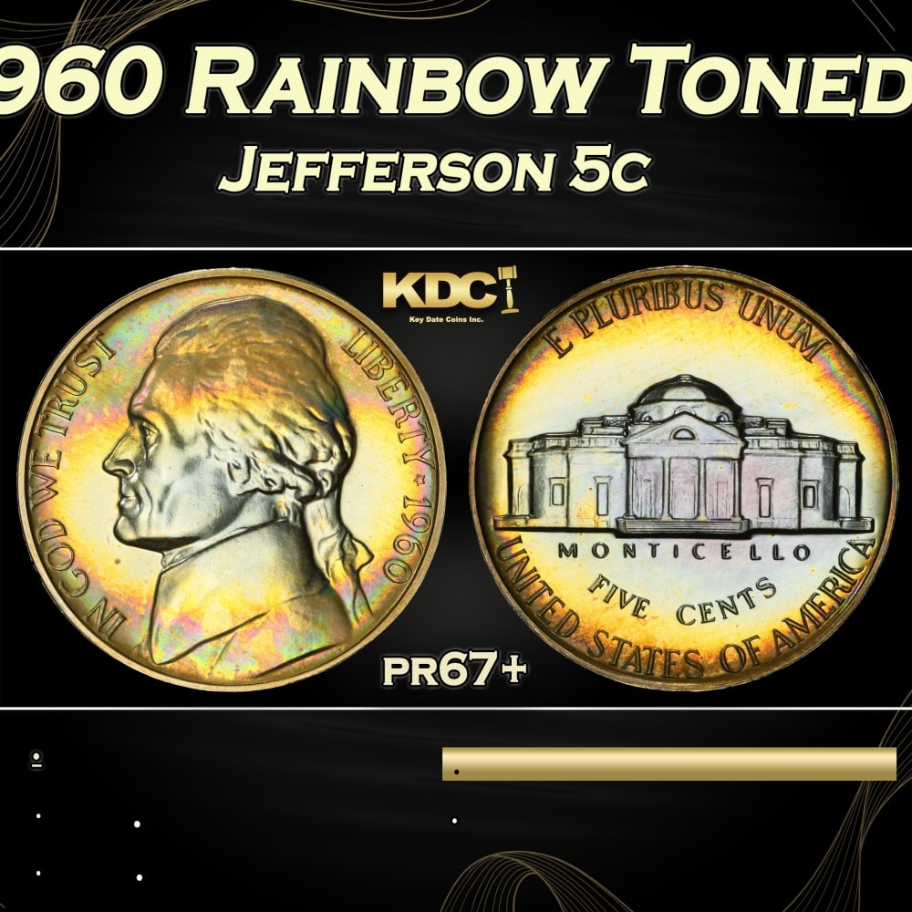 1960 Proof Jefferson Nickel Rainbow Toned 5c pr67+ SEGS (1 of 4)