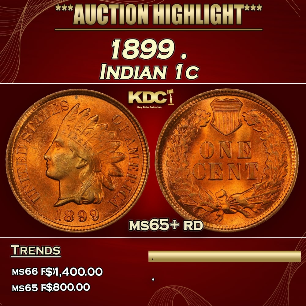 1899 Indian Cent . 1c ms65+ rd SEGS (1 of 4)