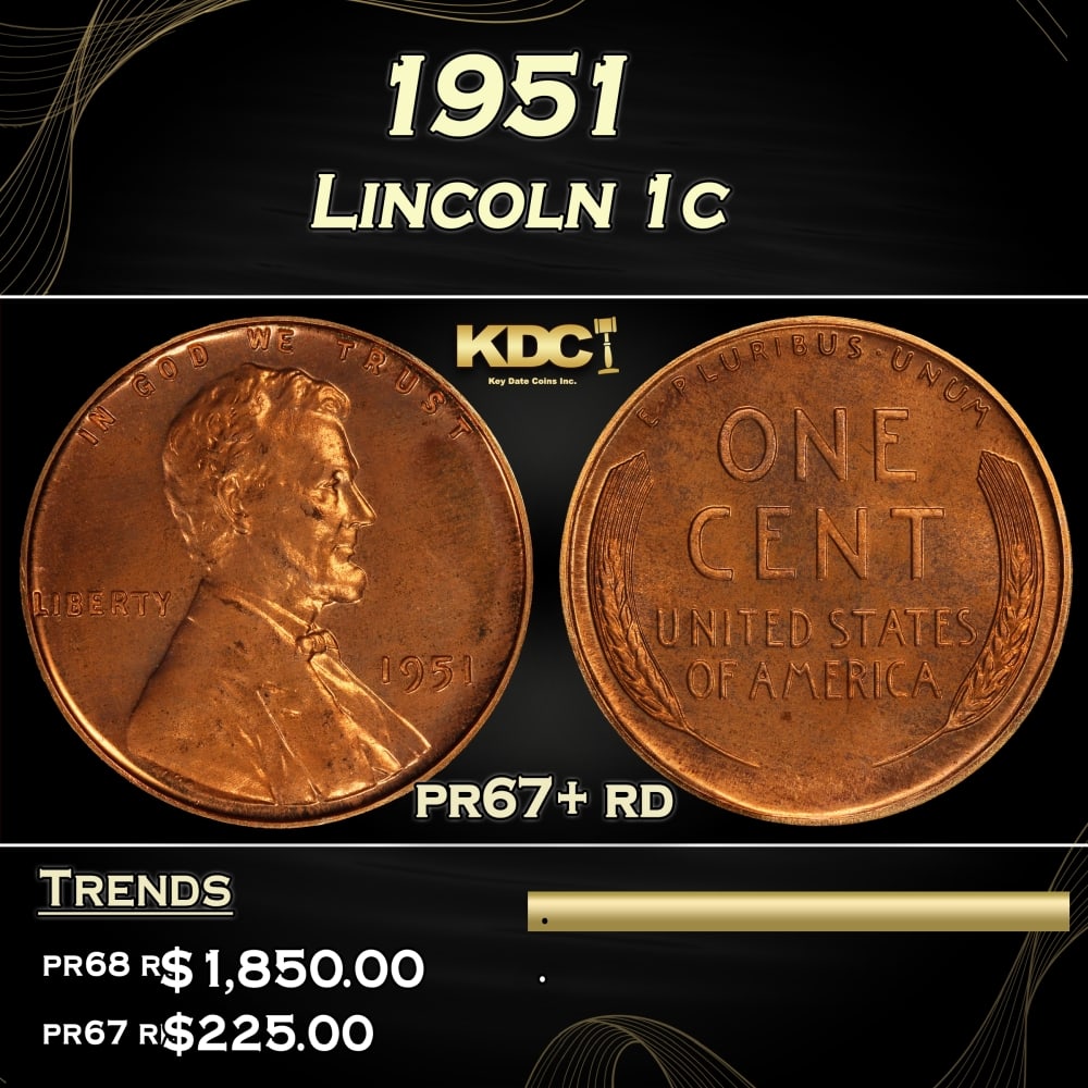 1951 Proof Lincoln Cent 1c pr67+ rd SEGS (1 of 4)