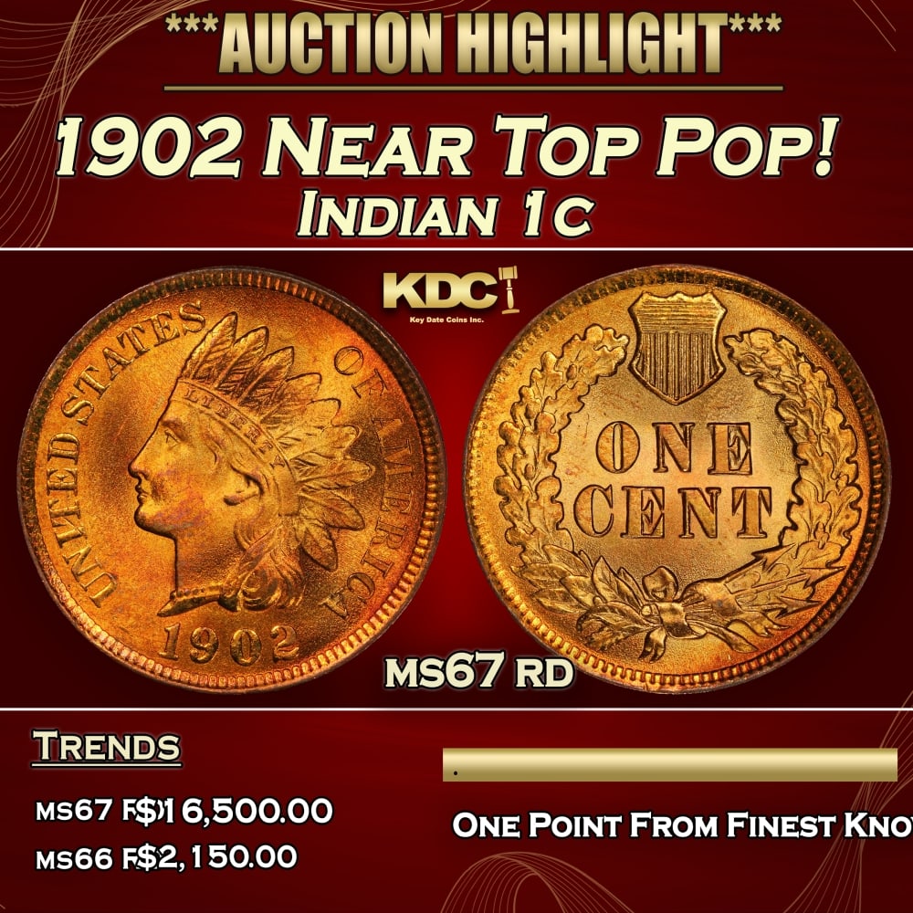 1902 Indian Cent Near Top Pop! 1c ms67 rd SEGS (1 of 4)