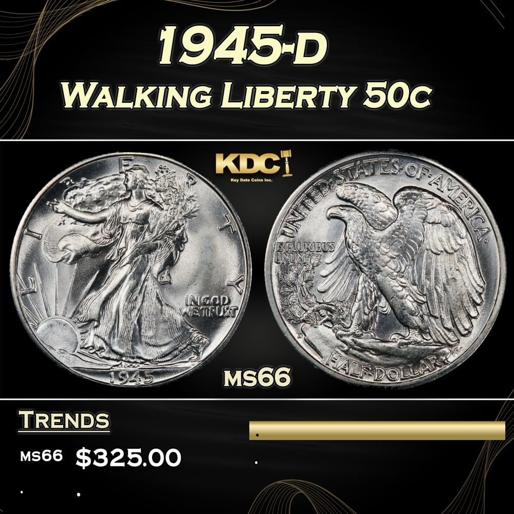 1945-d Walking Liberty Half Dollar 50c Grades ms66 (1 of 3)