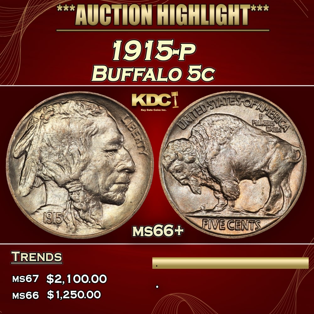 1915-p Buffalo Nickel 5c ms66+ SEGS (1 of 4)