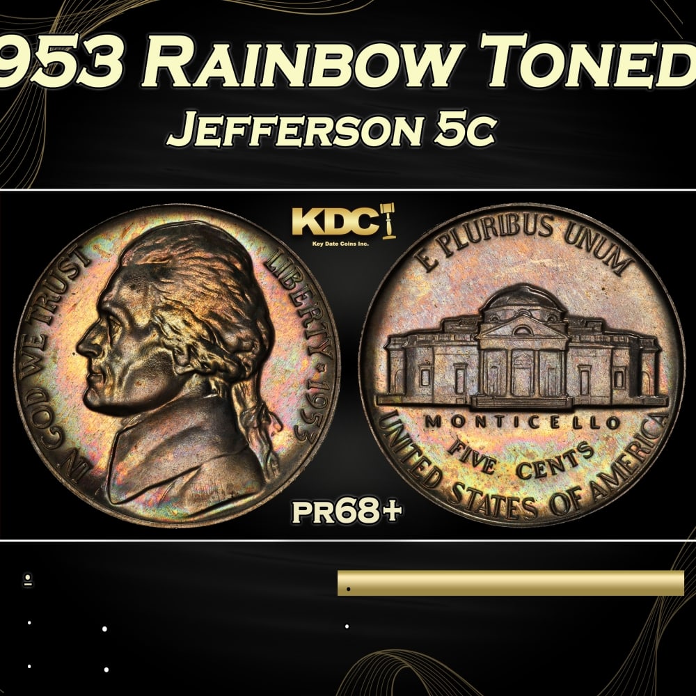1953 Proof Jefferson Nickel Rainbow Toned 5c pr68+ SEGS (1 of 4)