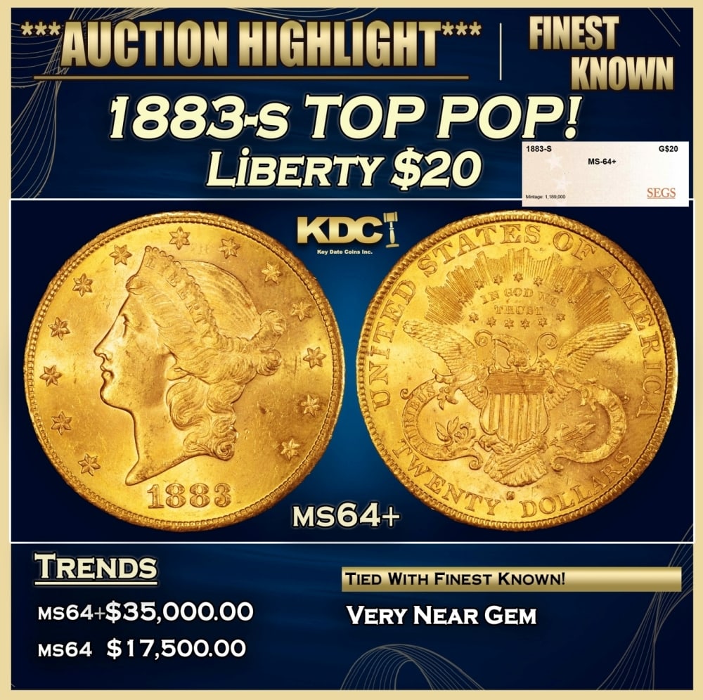 1883-s Gold Liberty Double Eagle TOP POP! $20 ms64+ SEGS (1 of 4)