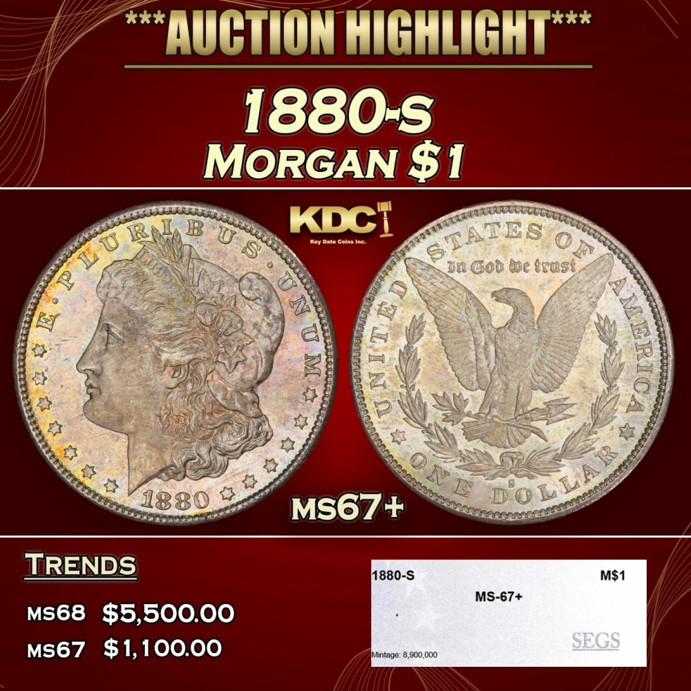 1880-s Morgan Dollar $1 ms67+ SEGS (1 of 4)