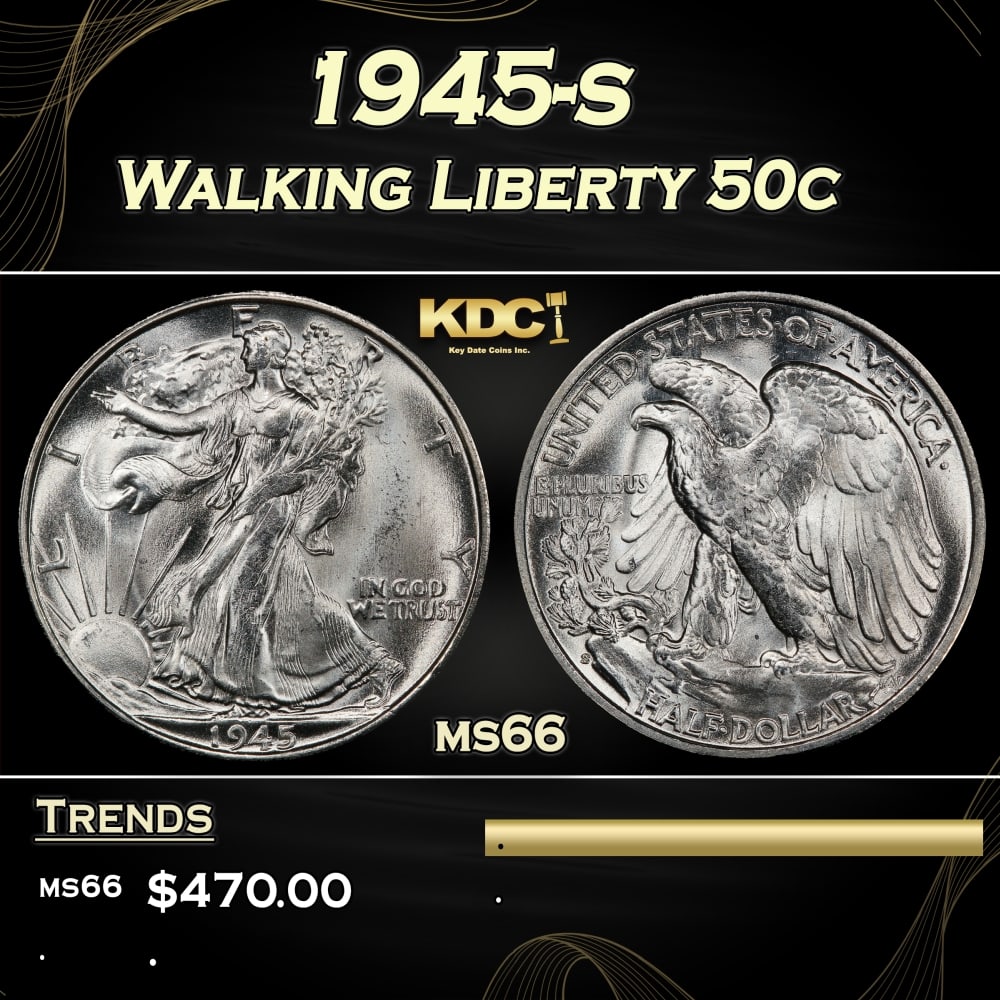 1945-s Walking Liberty Half Dollar 50c Grades ms66 (1 of 3)