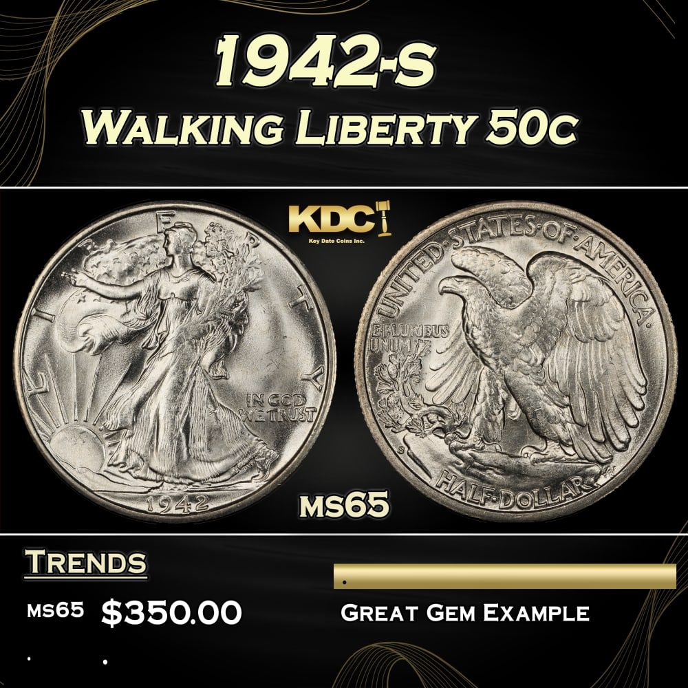 1942-s Walking Liberty Half Dollar 50c Grades ms65 (1 of 3)