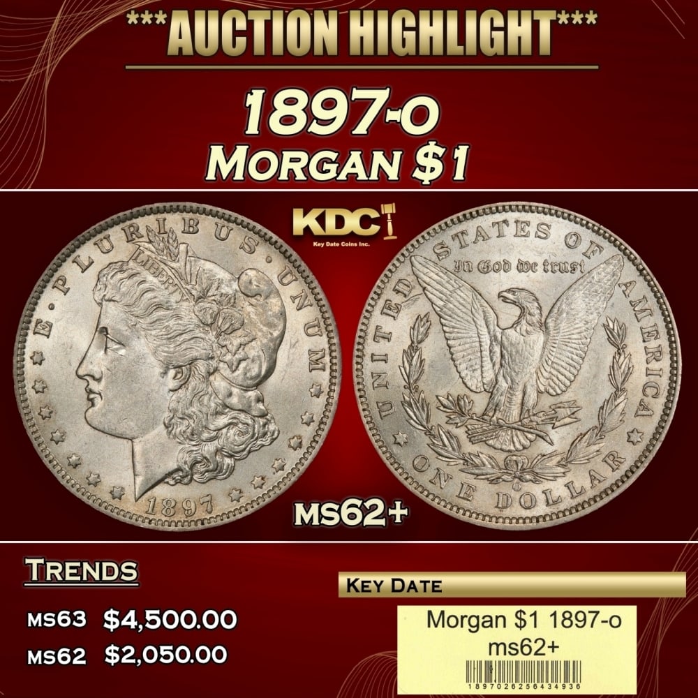 1897-o Morgan Dollar $1 ms62+ USCG (1 of 4)