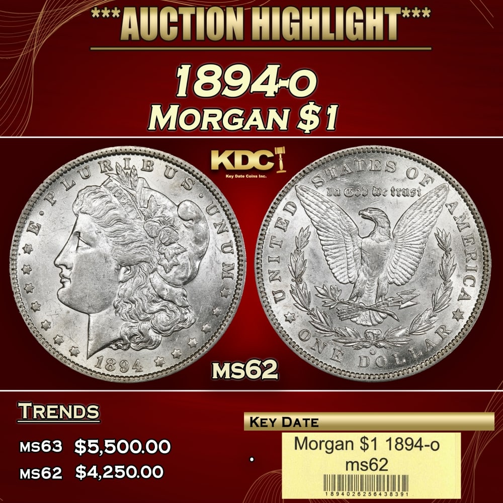 1894-o Morgan Dollar $1 ms62 USCG (1 of 4)