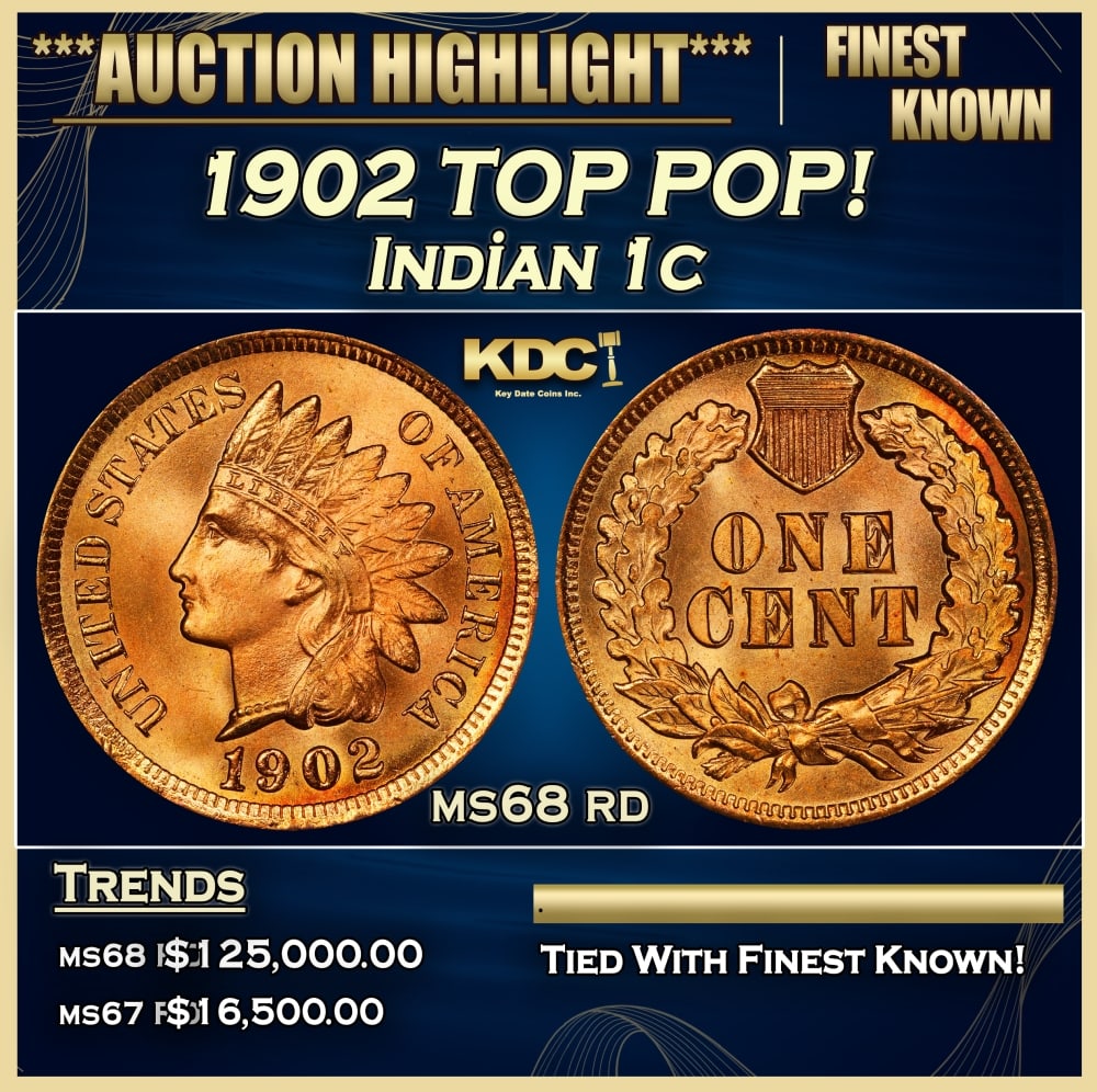1902 Indian Cent TOP POP! 1c ms68 rd SEGS (1 of 4)