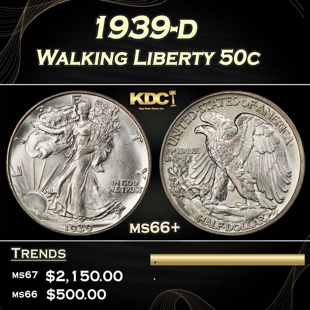 1939-d Walking Liberty Half Dollar 50c ms66+ SEGS (1 of 4)
