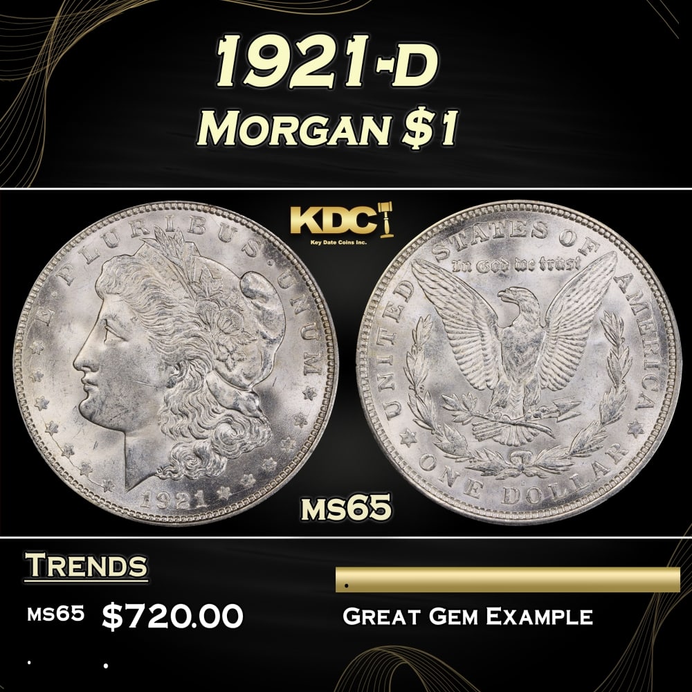 1921-d Morgan Dollar $1 Grades ms65 (1 of 3)