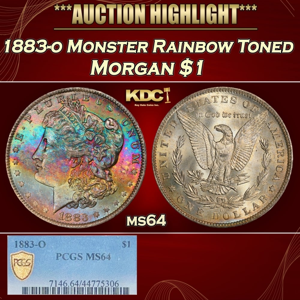 PCGS 1883-o Morgan Dollar Monster Rainbow Toned $1 ms64 PCGS (1 of 4)