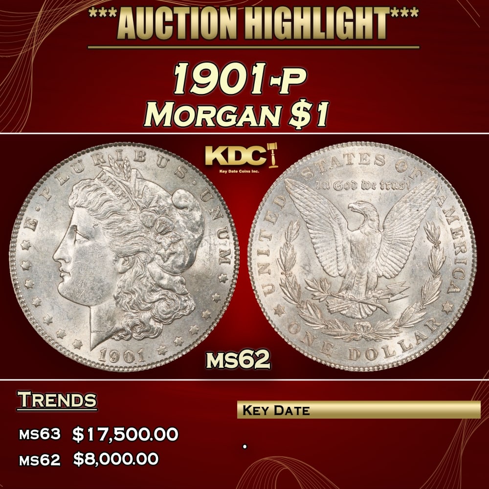 1901-p Morgan Dollar $1 ms62 USCG (1 of 4)
