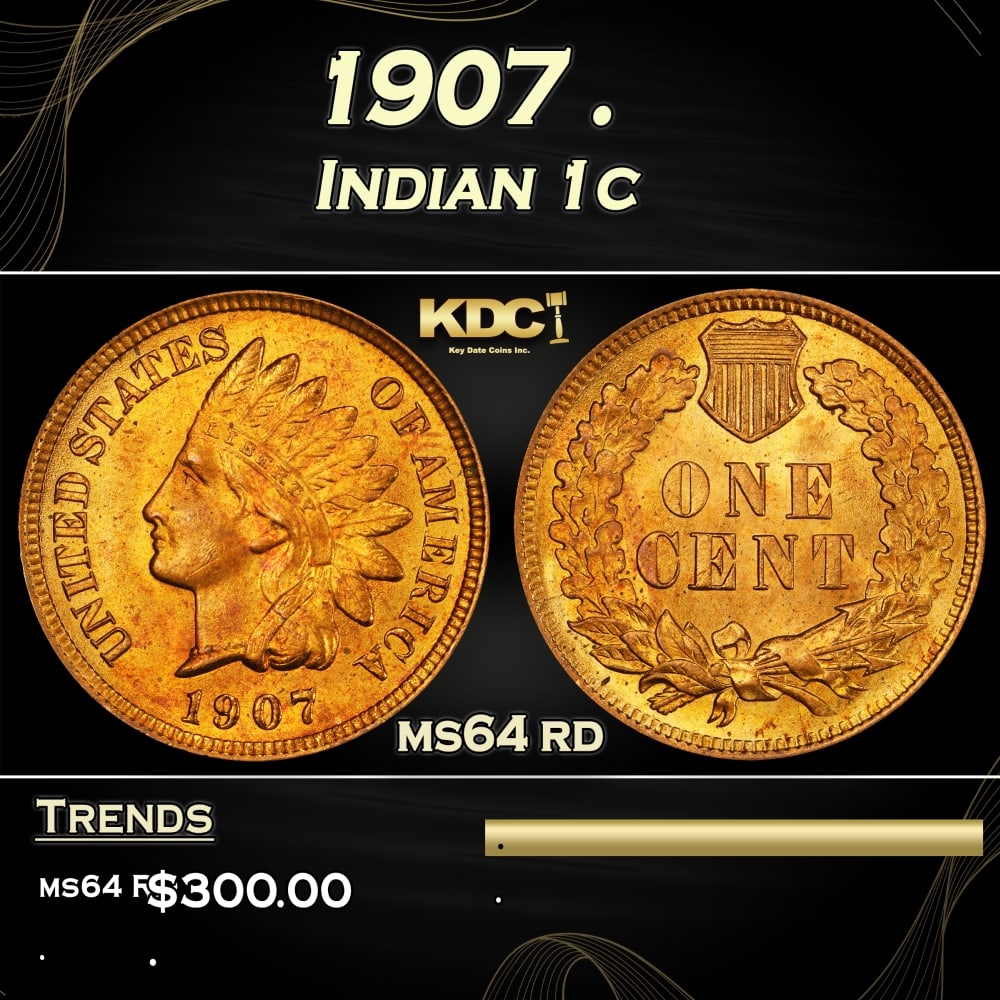 1907 Indian Cent . 1c Grades ms64 rd (1 of 3)