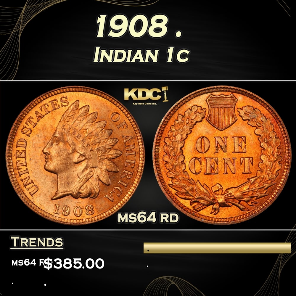 1908 Indian Cent . 1c Grades ms64 rd (1 of 3)