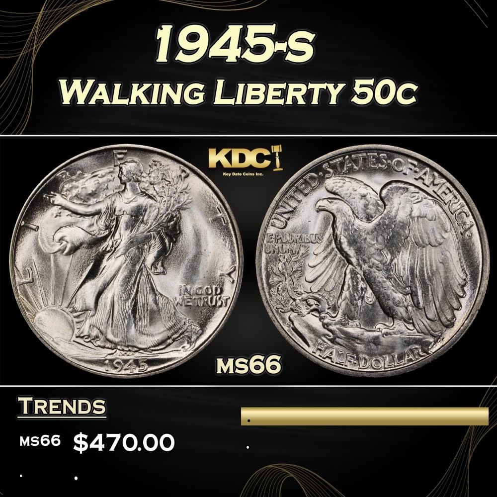 1945-s Walking Liberty Half Dollar 50c Grades ms66 (1 of 3)