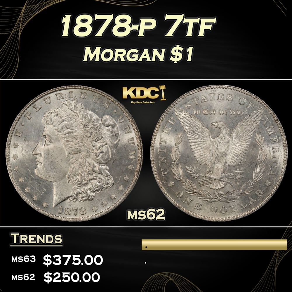 1878-p 7tf Morgan Dollar $1 Grades ms62 (1 of 3)