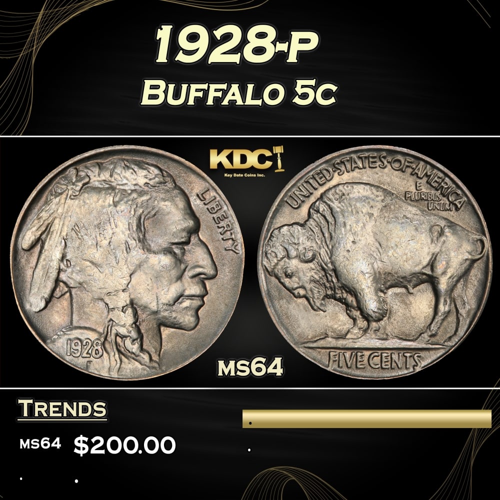 1928-p Buffalo Nickel 5c Grades ms64 (1 of 3)