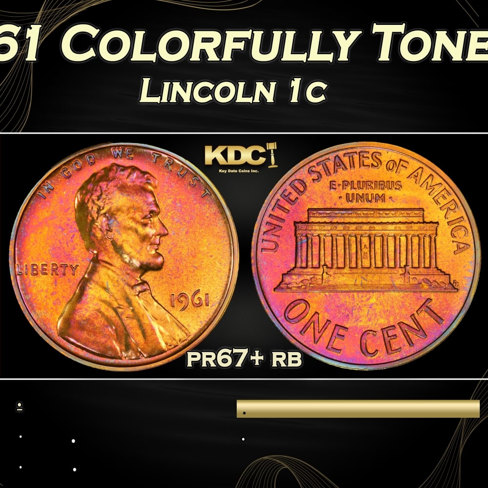 1961 Proof Lincoln Cent Colorfully Toned 1c pr67+ rb SEGS (1 of 4)
