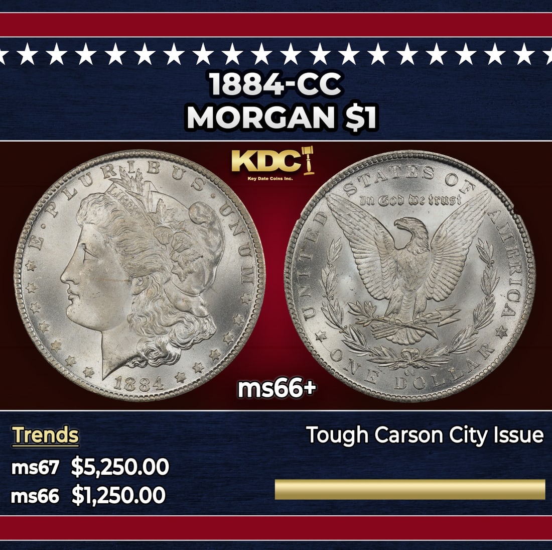 1884-cc Morgan Dollar $1 ms66+ SEGS: 1884-cc Morgan Dollar $1 ms66+ SEGS. Historic precious metal trends is causing increased spot pricing by the day. On auctions with set openings, we are doing our best to have items priced at their mar