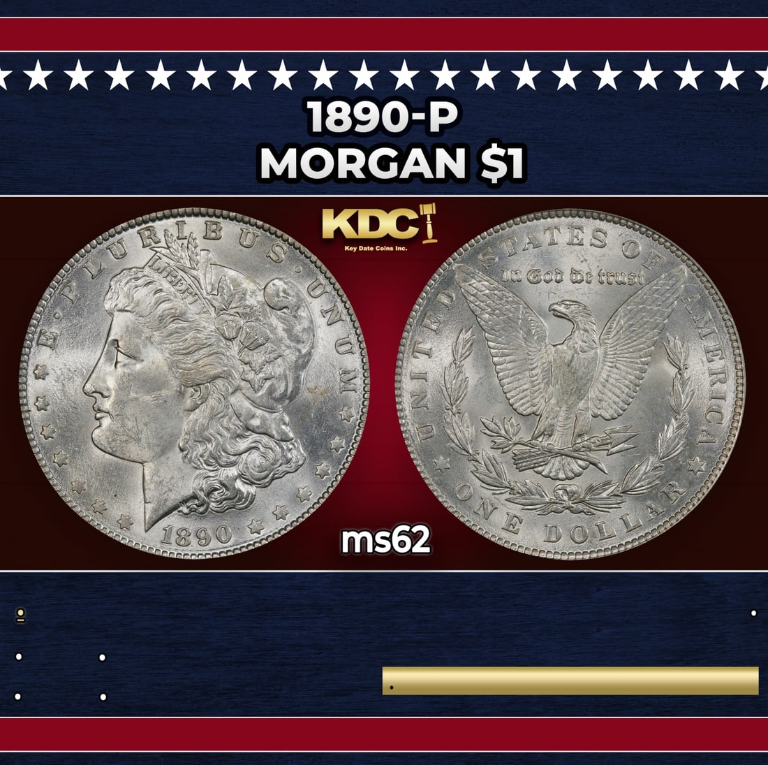 1890-p Morgan Dollar $1 Grades ms62 (1 of 3)