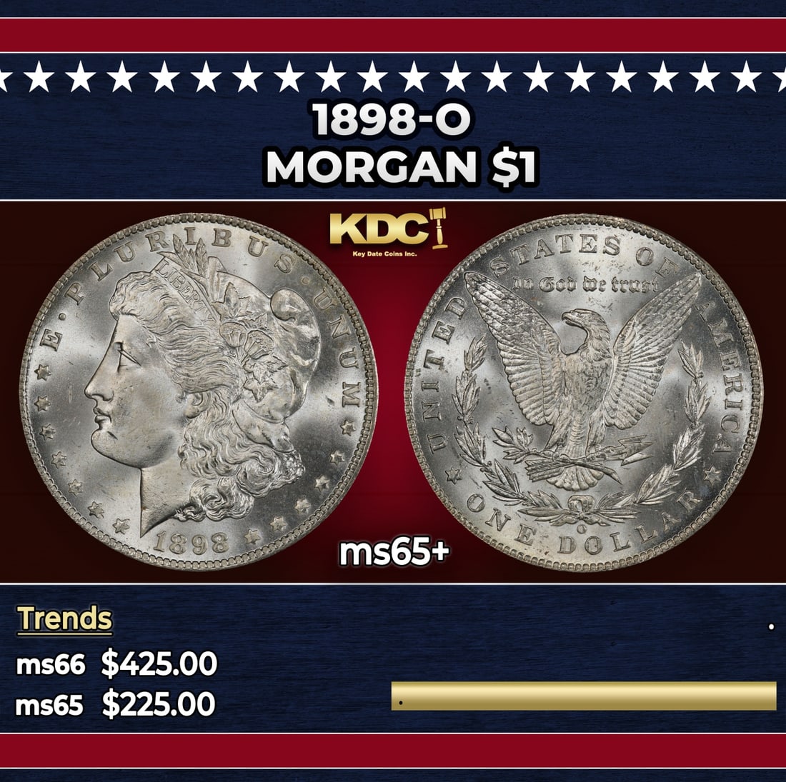 1898-o Morgan Dollar $1 Grades ms65+ (1 of 3)