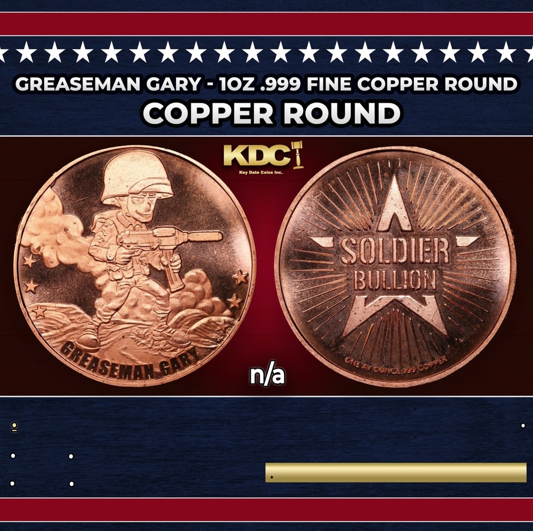 Greaseman Gary - 1oz .999 Fine Copper Round: Greaseman Gary - 1oz .999 Fine Copper Round. Historic precious metal trends is causing increased spot pricing by the day. On auctions with set openings, we are doing our best to have items priced at t