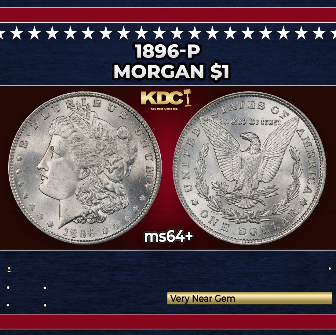 1896-p Morgan Dollar $1 Grades ms64+: 1896-p Morgan Dollar $1 Grades ms64+. Historic precious metal trends is causing increased spot pricing by the day. On auctions with set openings, we are doing our best to have items priced at their ma