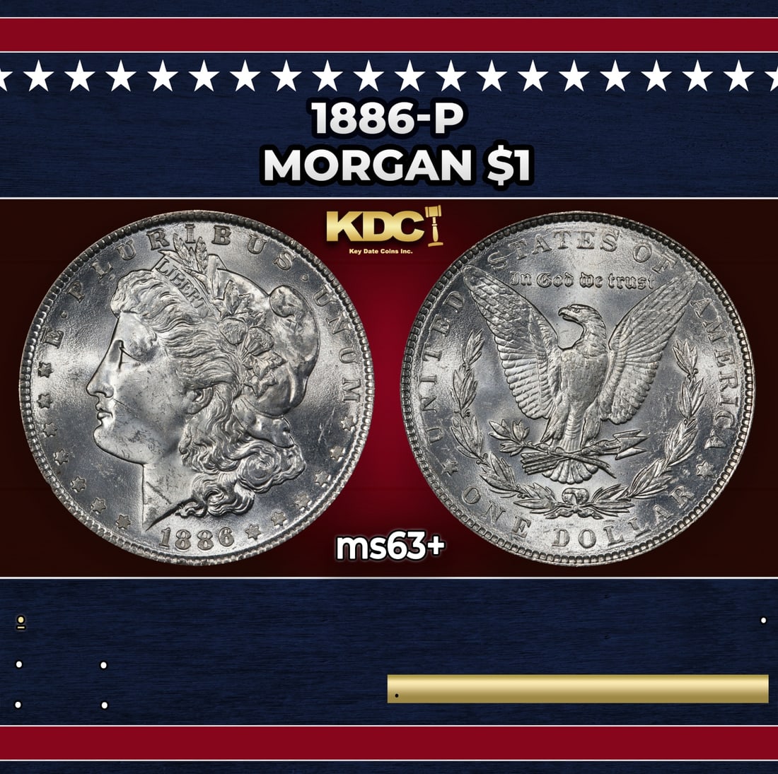 1886-p Morgan Dollar $1 Grades ms63+: 1886-p Morgan Dollar $1 Grades ms63+. Historic precious metal trends is causing increased spot pricing by the day. On auctions with set openings, we are doing our best to have items priced at their ma