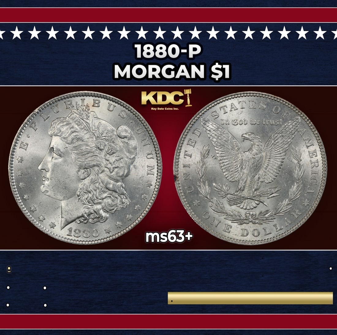1880-p Morgan Dollar $1 Grades ms63+ (1 of 3)