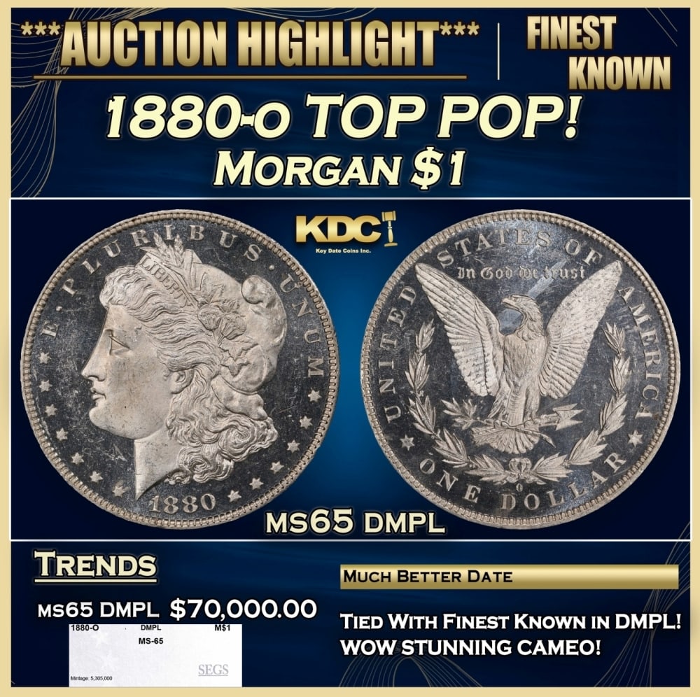 1880-o Morgan Dollar TOP POP! $1 ms65 dmpl SEGS: 1880-o TOP POP! Morgan Dollar $1 ms65 dmpl SEGS. 0