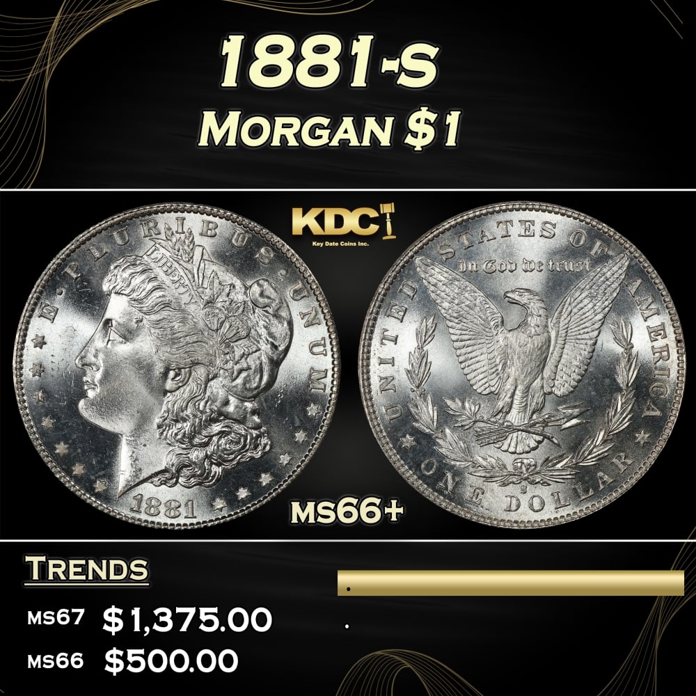 1881-s Morgan Dollar $1 ms66+ SEGS: 1881-s Morgan Dollar $1 ms66+ SEGS. 0