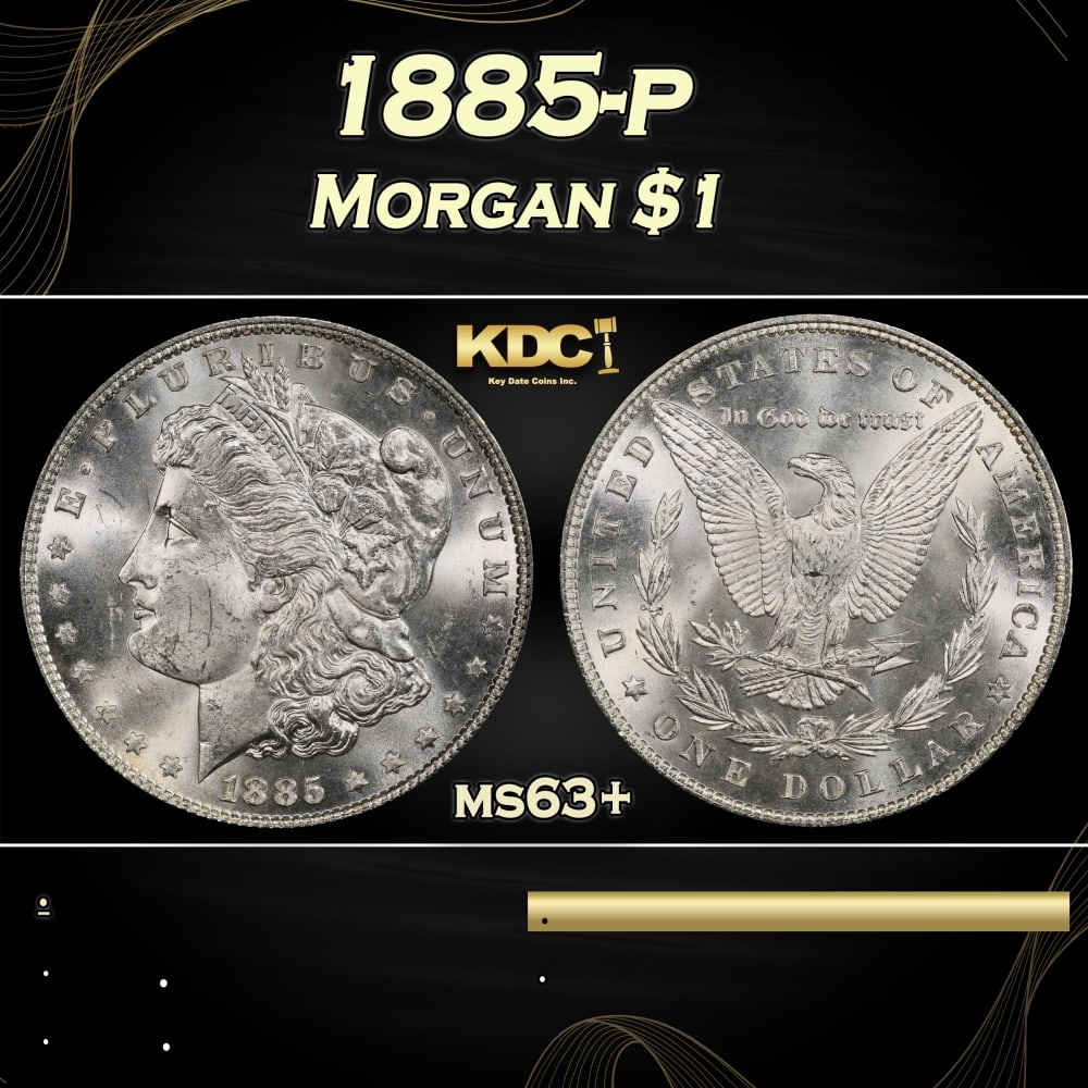 1885-p Morgan Dollar $1 Grades ms63+ (1 of 3)
