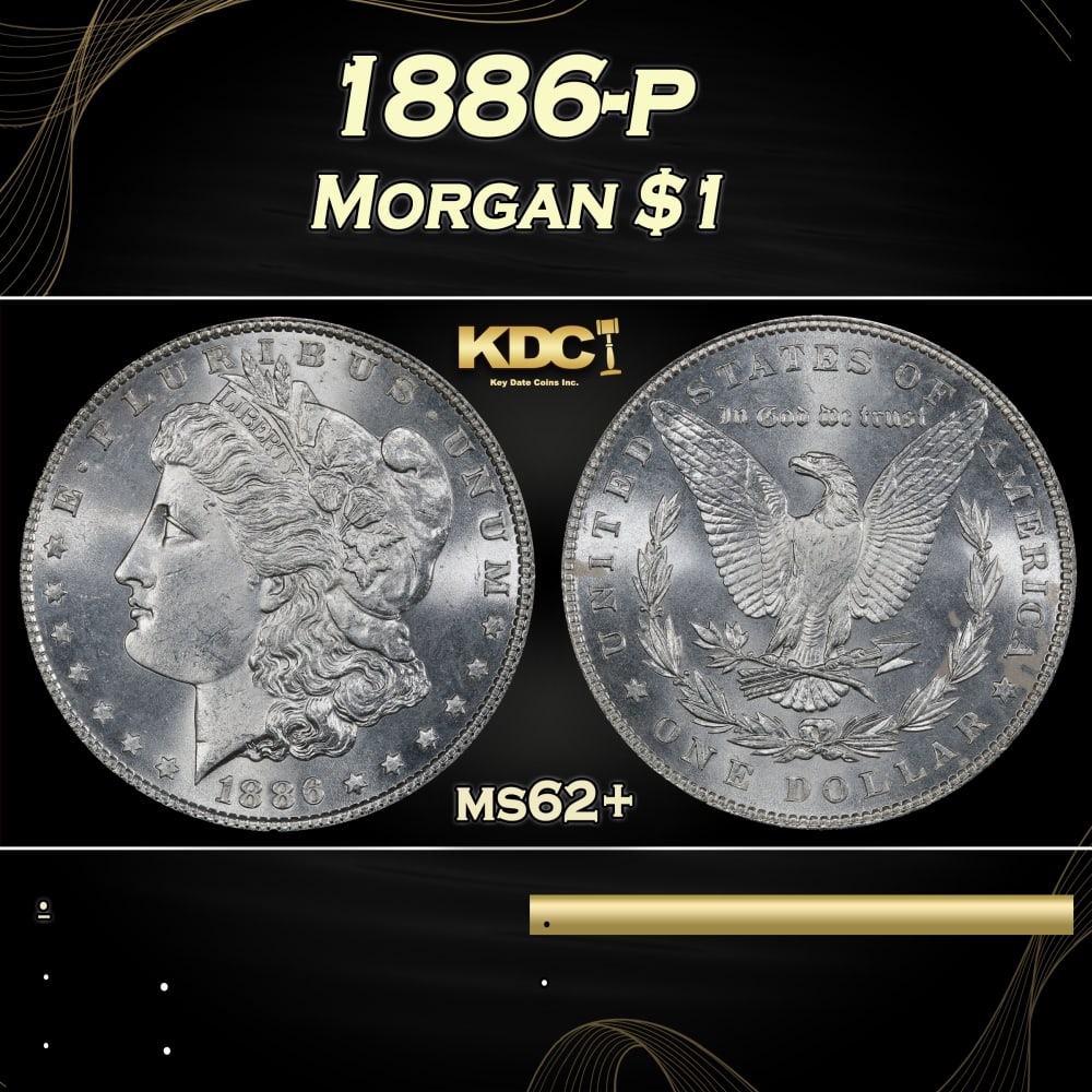 1886-p Morgan Dollar $1 Grades ms62+ (1 of 3)