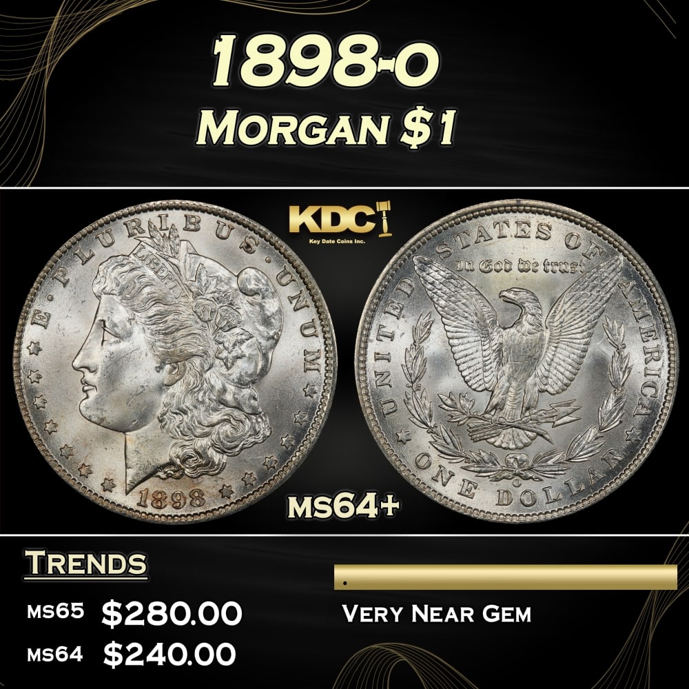 1898-o Morgan Dollar $1 Grades ms64+ (1 of 3)