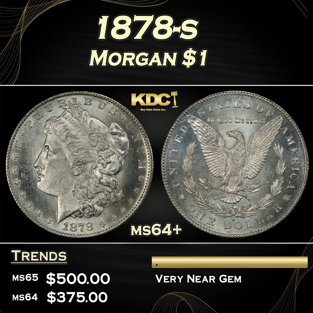 1878-s Morgan Dollar $1 Grades ms64+ (1 of 3)