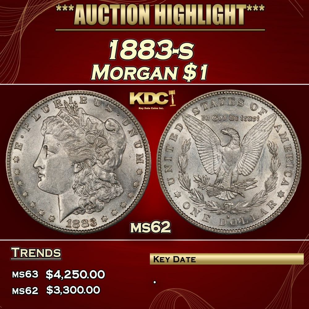 1883-s Morgan Dollar $1 ms62 USCG: 1883-s Morgan Dollar $1 ms62 USCG. 0