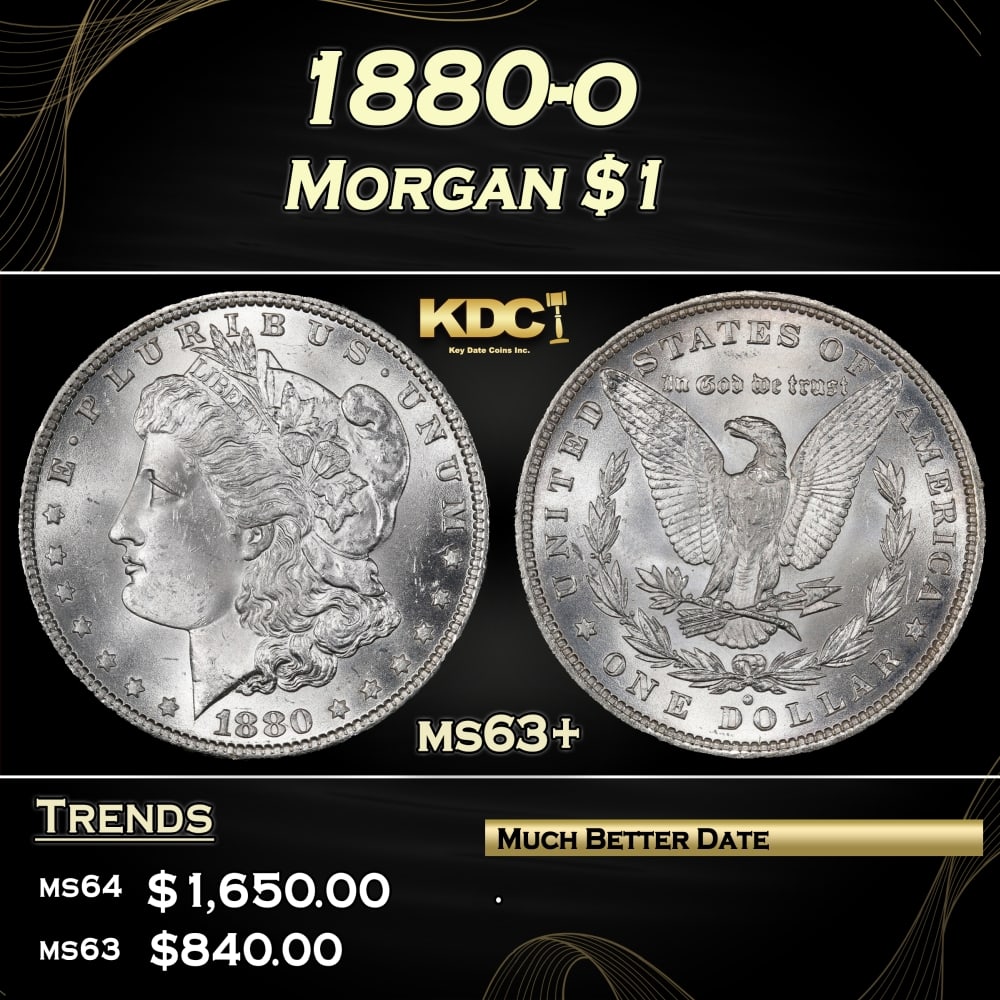 1880-o Morgan Dollar $1 ms63+ SEGS: 1880-o Morgan Dollar $1 ms63+ SEGS. 0