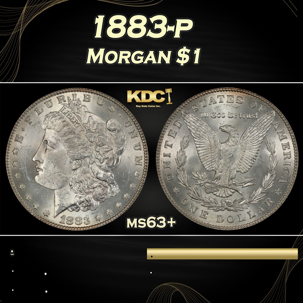 1883-p Morgan Dollar $1 Grades ms63+ (1 of 3)