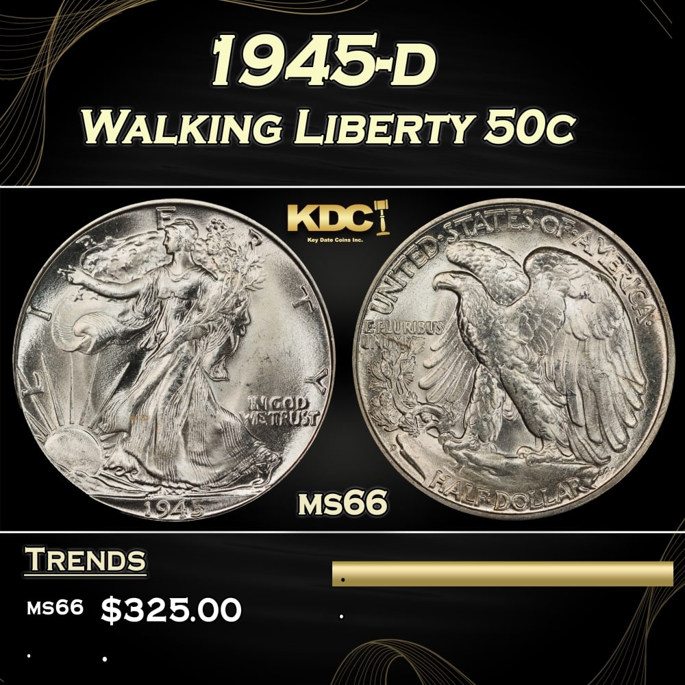 1945-d Walking Liberty Half Dollar 50c Grades ms66: 1945-d Walking Liberty Half Dollar 50c Grades ms66. 0