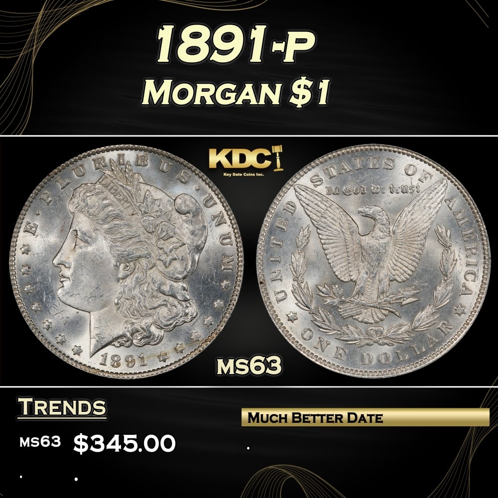 1891-p Morgan Dollar $1 Grades ms63 (1 of 3)