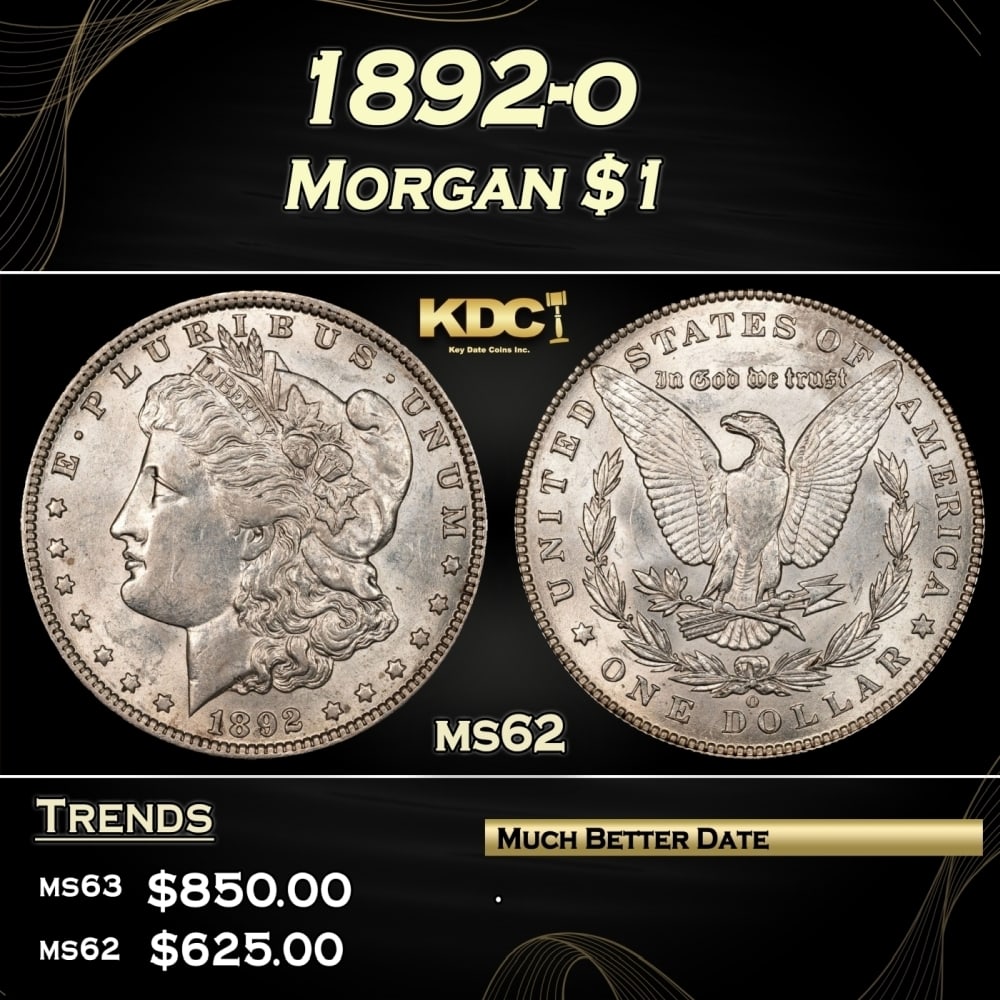 1892-o Morgan Dollar $1 Grades ms62 (1 of 3)