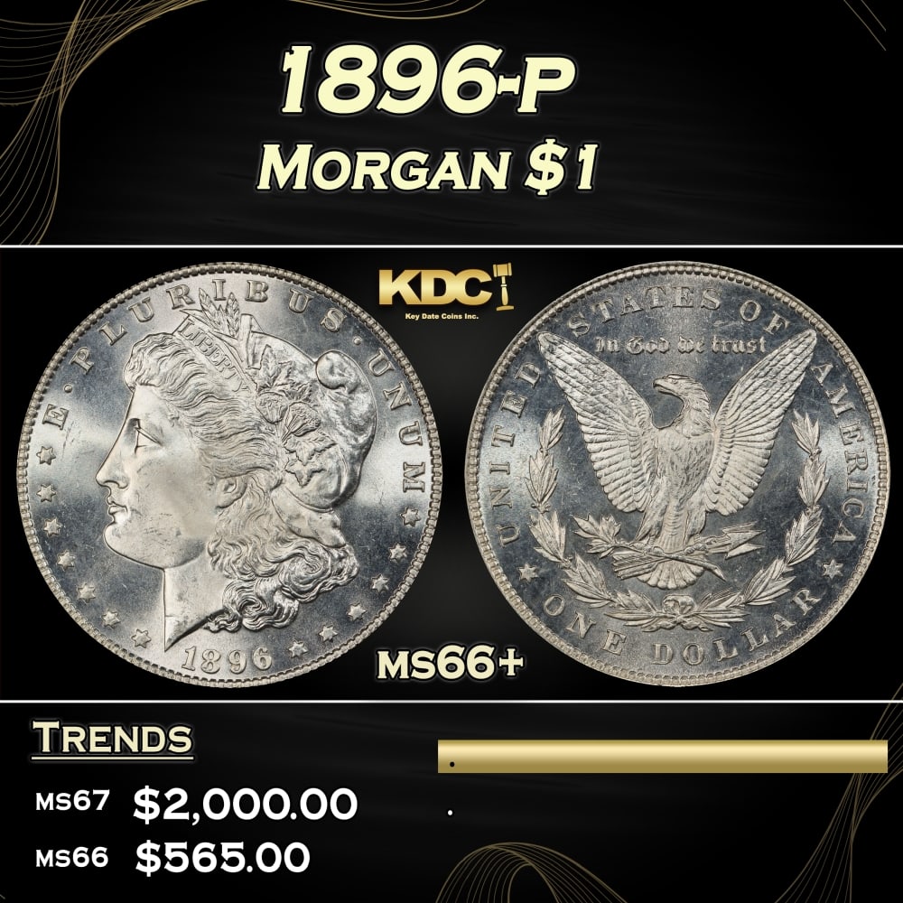 1896-p Morgan Dollar $1 ms66+ SEGS: 1896-p Morgan Dollar $1 ms66+ SEGS. 0