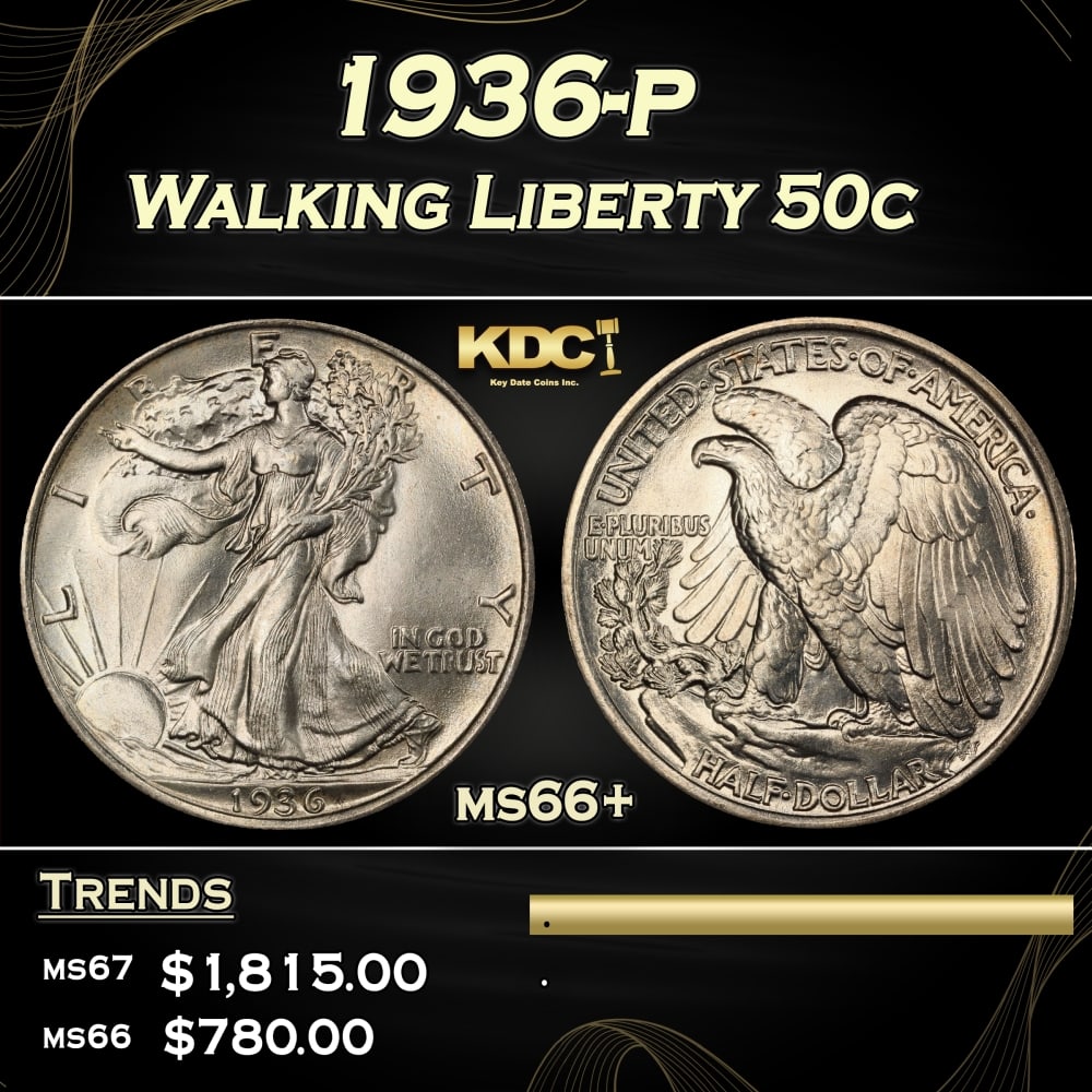 1936-p Walking Liberty Half Dollar 50c ms66+ SEGS (1 of 4)