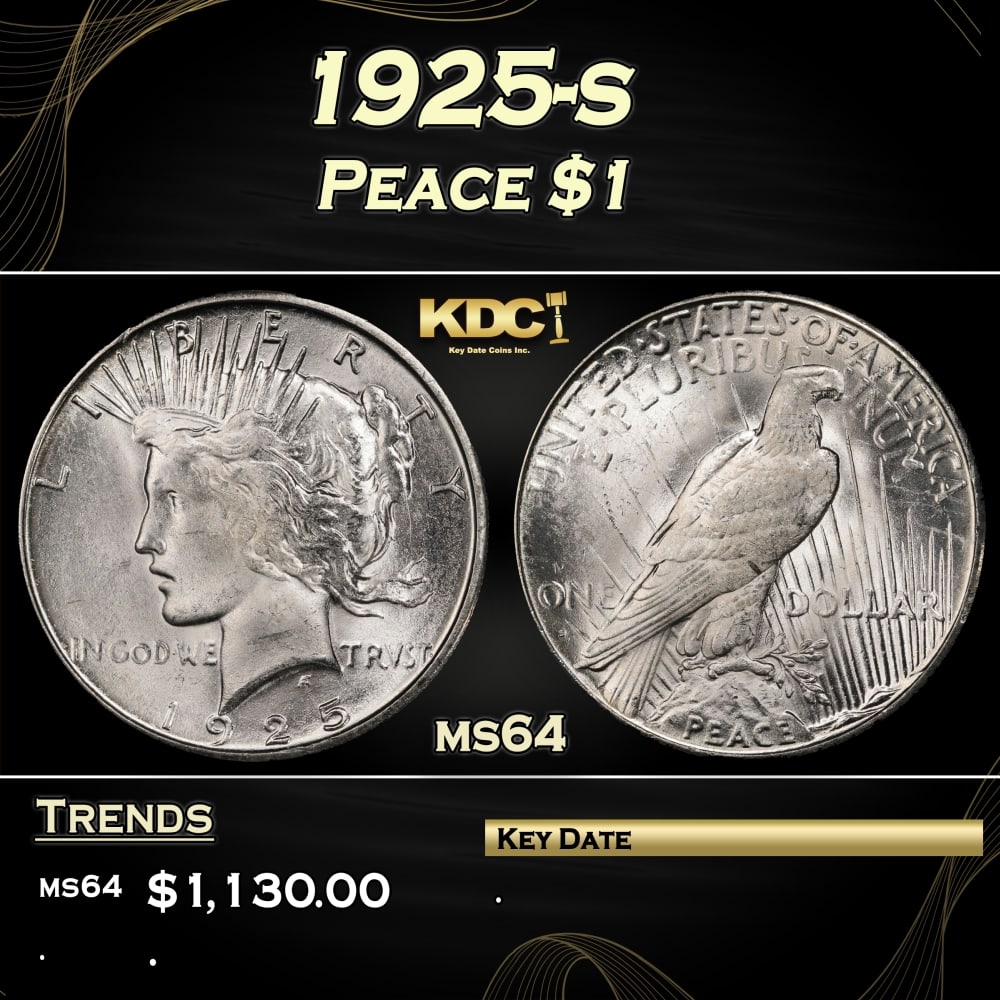 1925-s Peace Dollar $1 Grades ms64 (1 of 3)