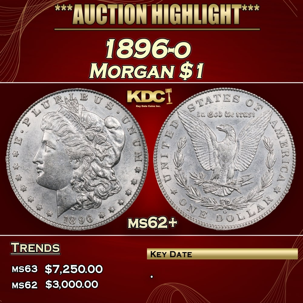 1896-o Morgan Dollar $1 ms62+ USCG: 1896-o Morgan Dollar $1 ms62+ USCG. 0