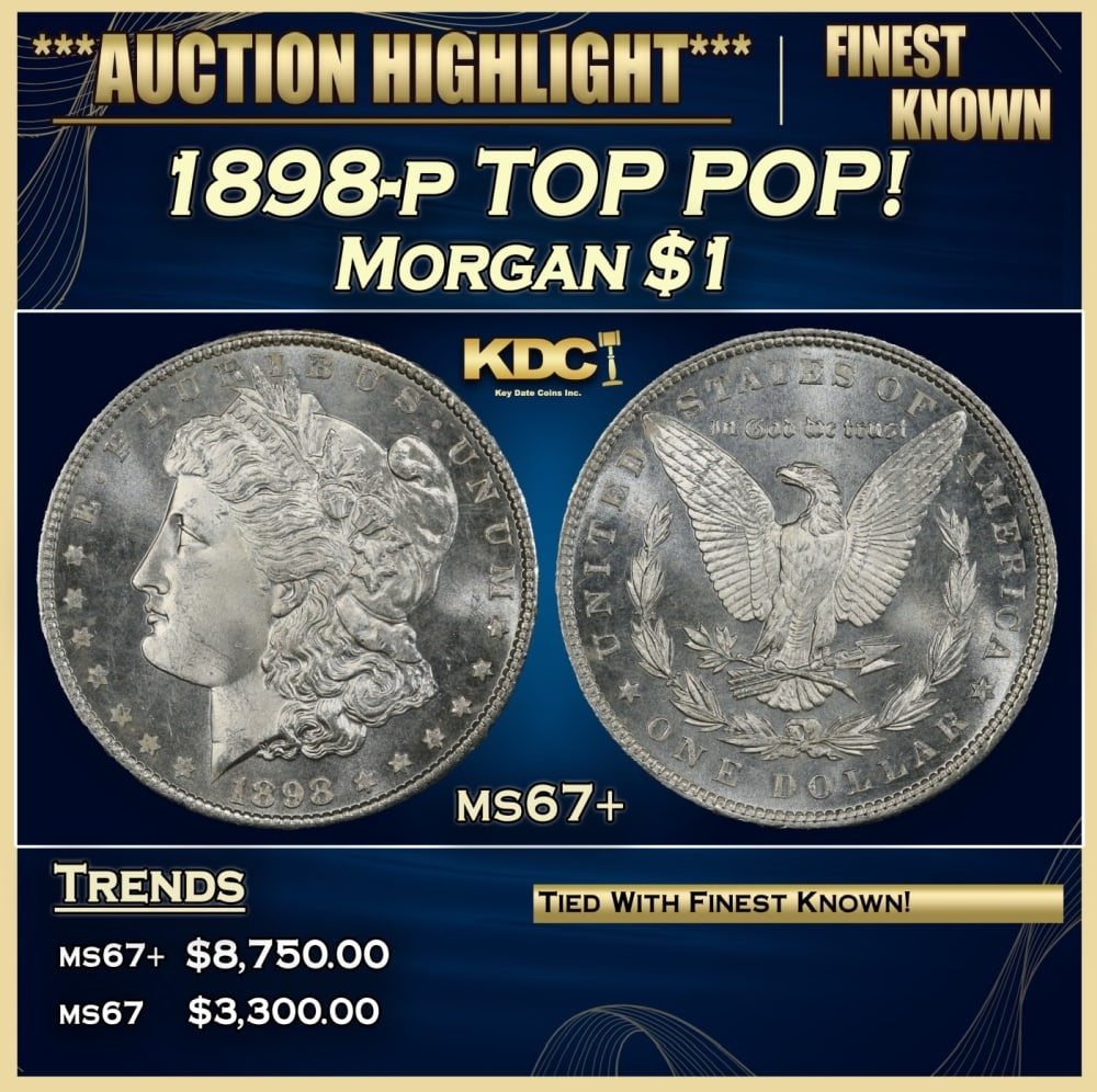 1898-p Morgan Dollar TOP POP! $1 ms67+ SEGS: 1898-p TOP POP! Morgan Dollar $1 ms67+ SEGS. 0